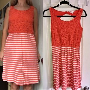 Charming Charlie Lace & Stripes Sleeveless Dress